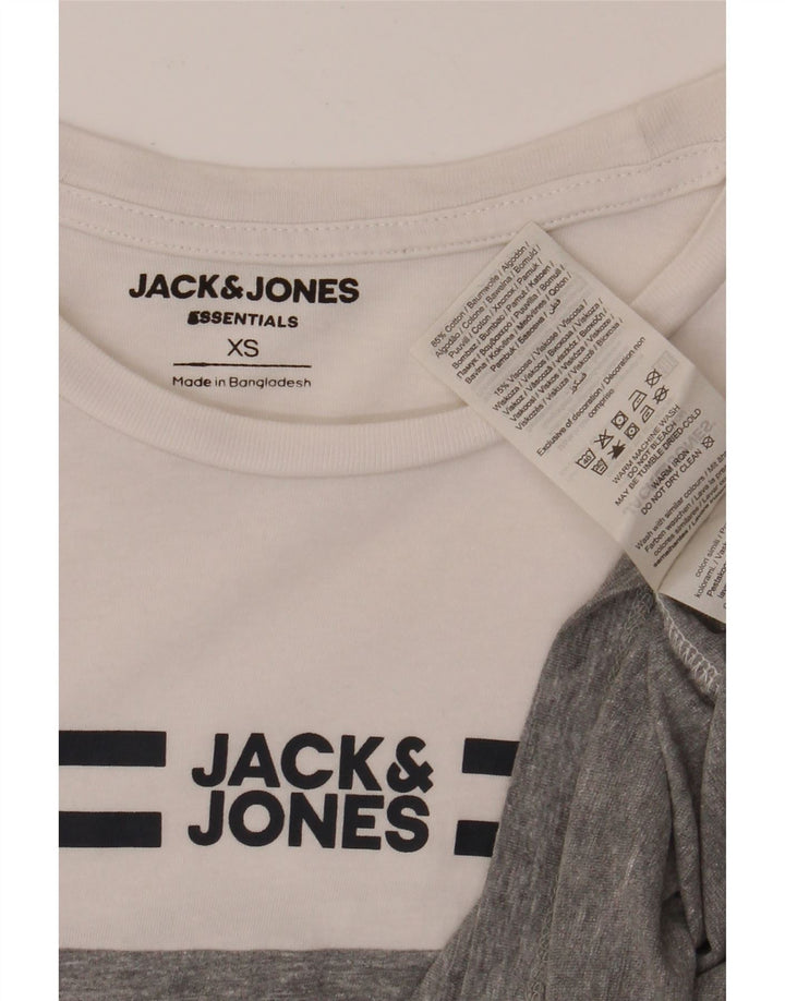JACK & JONES Mens T-Shirt Top XS Grey Colourblock Cotton Vintage Jack & Jones and Second-Hand Jack & Jones from Messina Hembry 