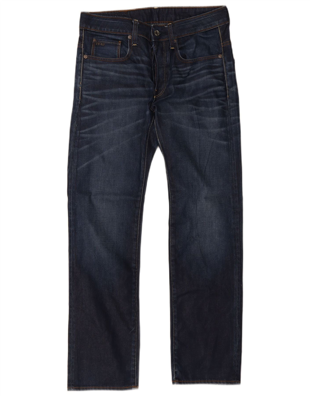 G-Star masculino 3301 jeans reto W30 L32 algodão azul