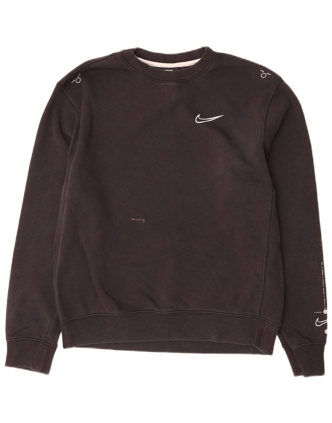 NIKE Mens Loose Fit Moletom Jumper Pequeno Algodão Preto