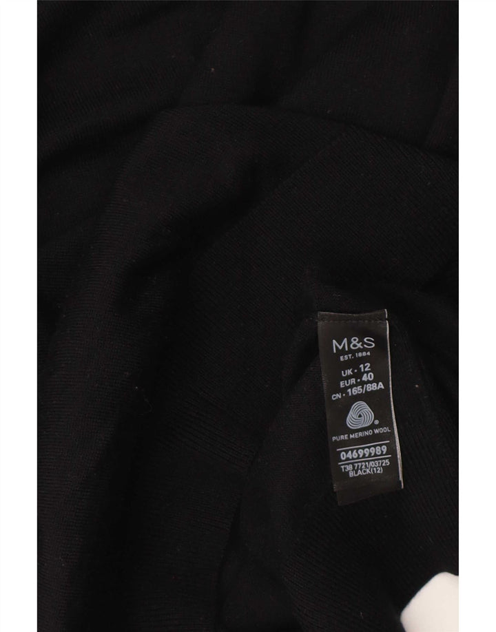 Suéter feminino Marks & Spencer com gola redonda Reino Unido 12 lã preta média