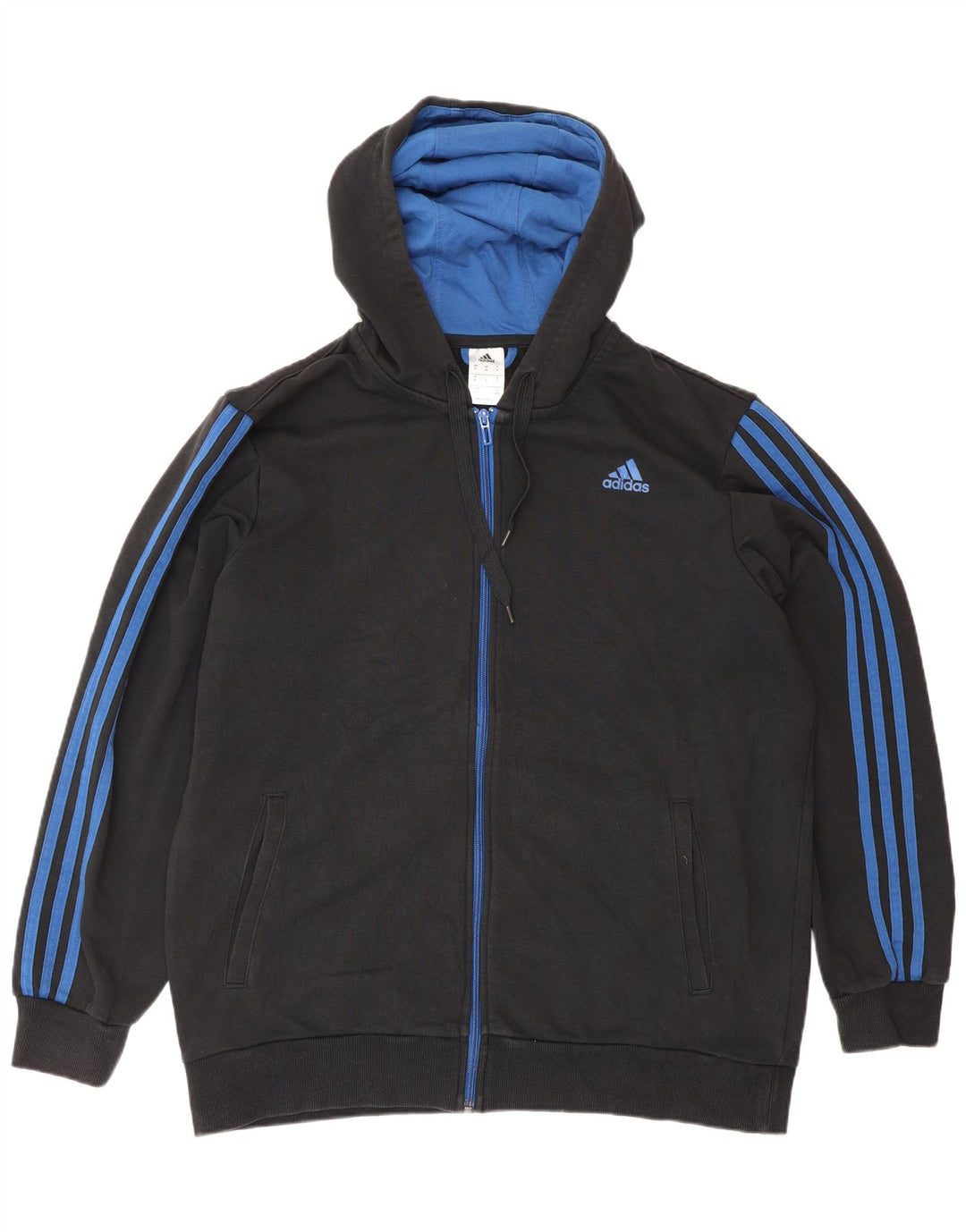 ADIDAS Mens Zip Hoodie Sweater XL Algodão Preto