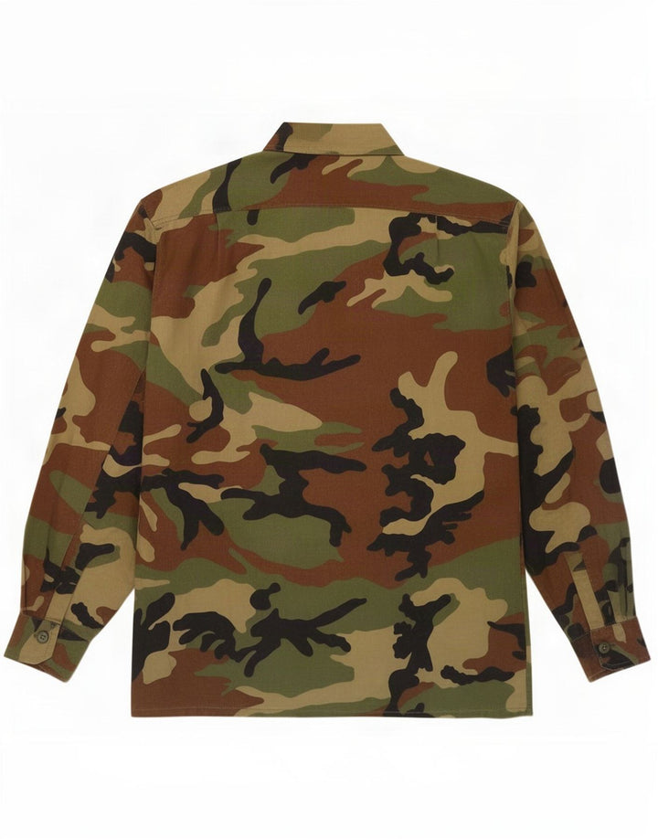 Camisa militar masculina Big Hunter de algodão camuflado multicolorido médio