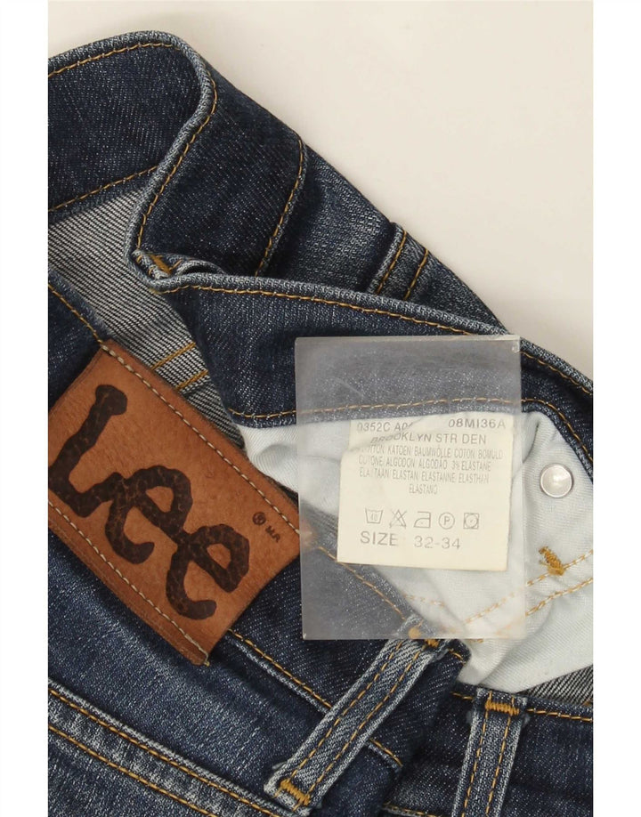 Lee Mens Brooklyn Straight Jeans W32 L30 Azul Algodão