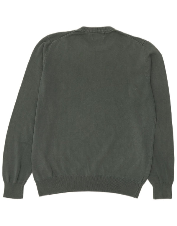 Suéter masculino Marks & Spencer com gola redonda, algodão verde médio