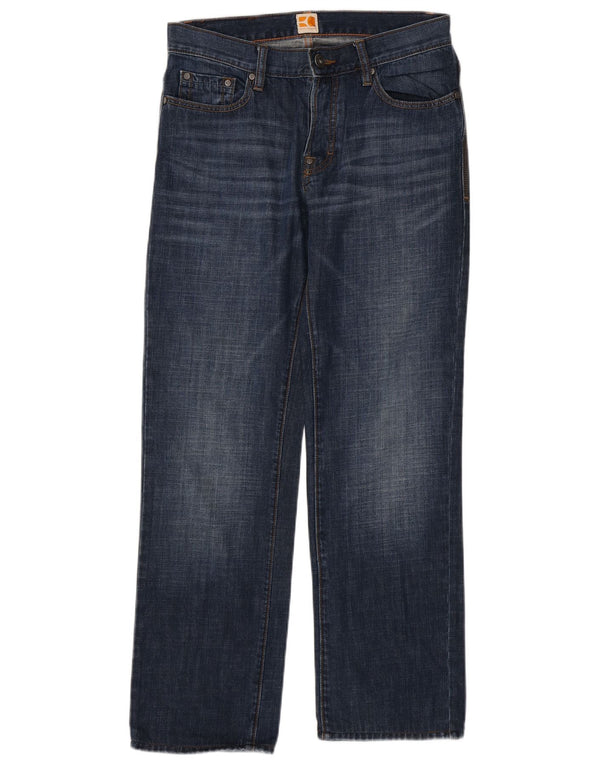 Hugo Boss Mens Straight Jeans W31 L34 Azul Algodão