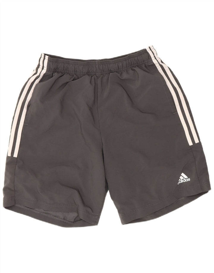 Shorts esportivos masculinos Adidas poliéster cinza médio