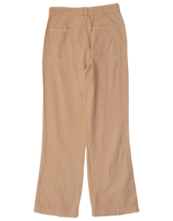 Zara Calça feminina cintura alta solta ajuste pequeno W26 L29 bege