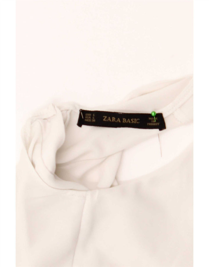Blusa feminina sem mangas Zara Top UK 16 grande branco