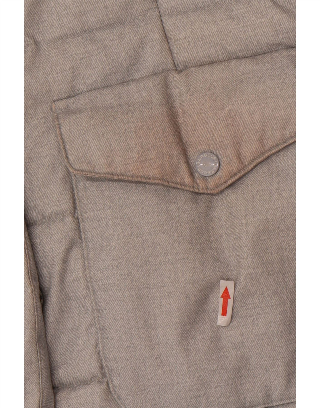 Casaco acolchoado com capuz feminino Barbour UK 16 poliéster cinza grande