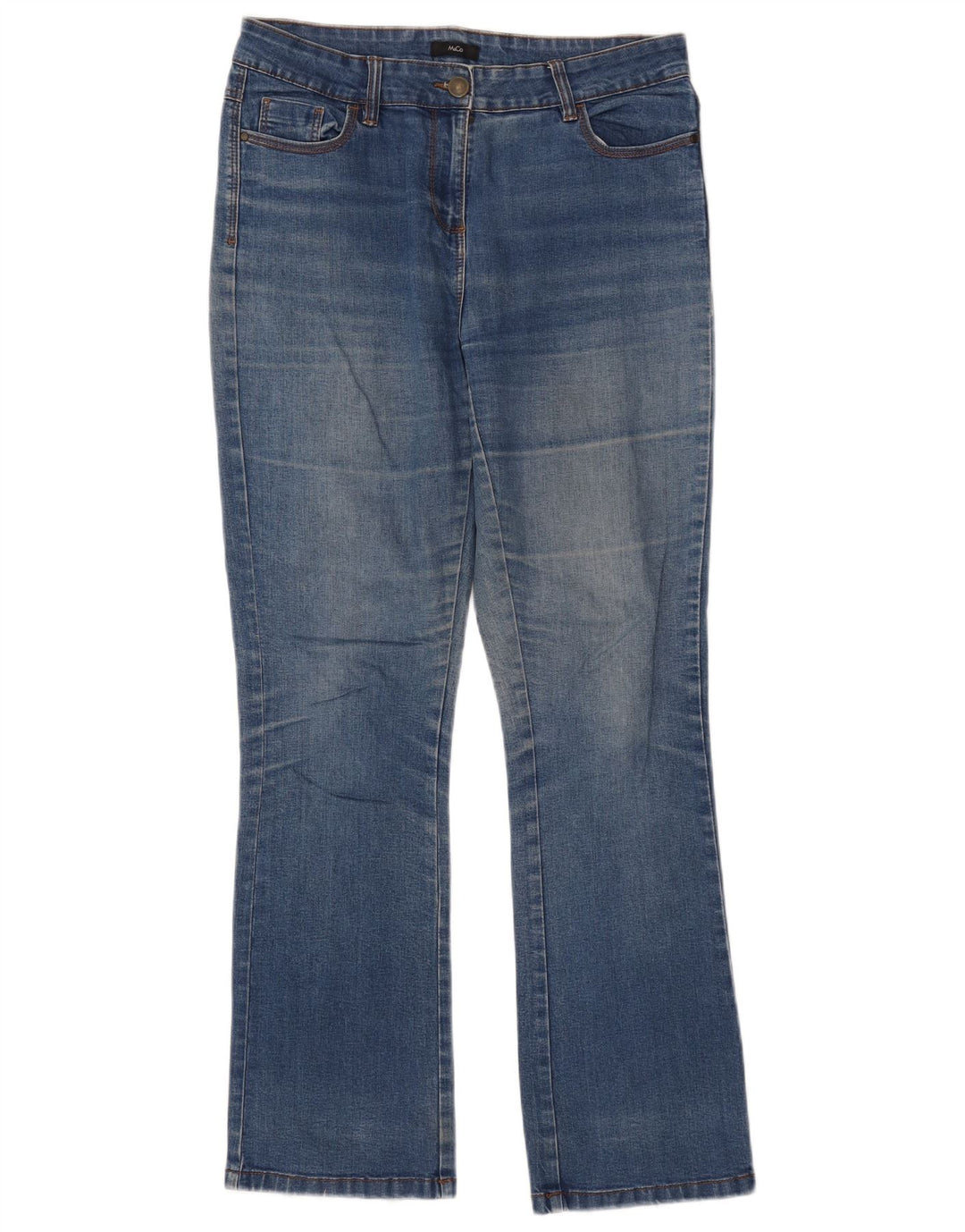 M&Co Jeans Bootcut Feminino Reino Unido 10 Pequeno W32 L31 Azul Algodão