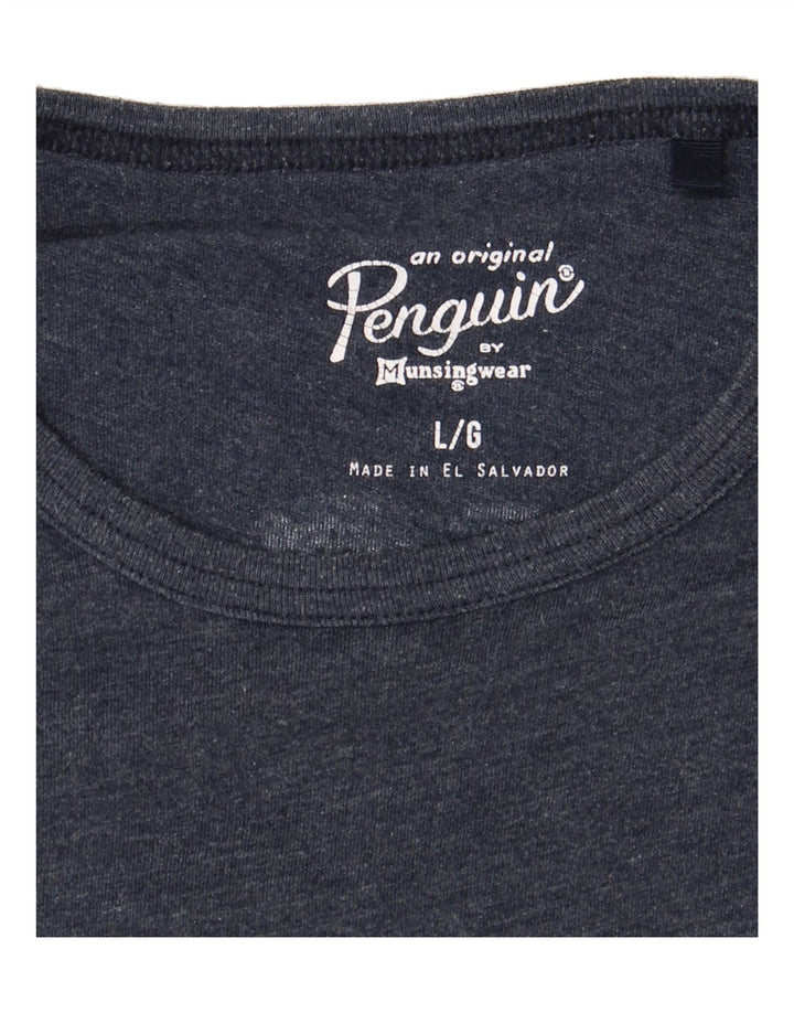 PENGUIN Mens Graphic T-Shirt Top Large Blue Vintage Penguin and Second-Hand Penguin from Messina Hembry 