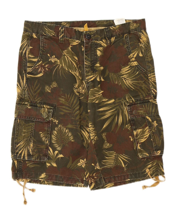 Scout Mens Cargo Shorts XS W29 Cáqui Floral Algodão