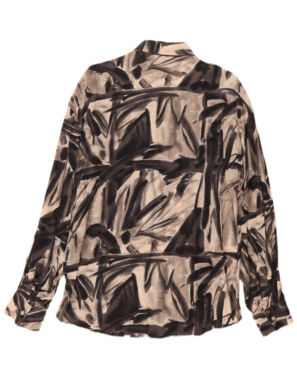 Camisa masculina vintage com estampa abstrata grande cinza