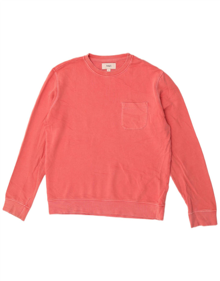 Suéter masculino Marks & Spencer de algodão rosa médio
