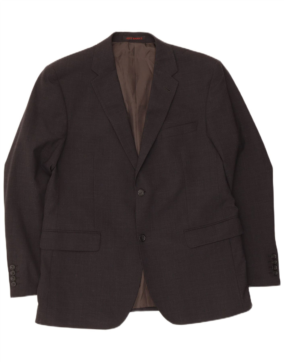 Jaqueta blazer masculina de 2 botões Jeff Banks Reino Unido 42 XL lã cinza