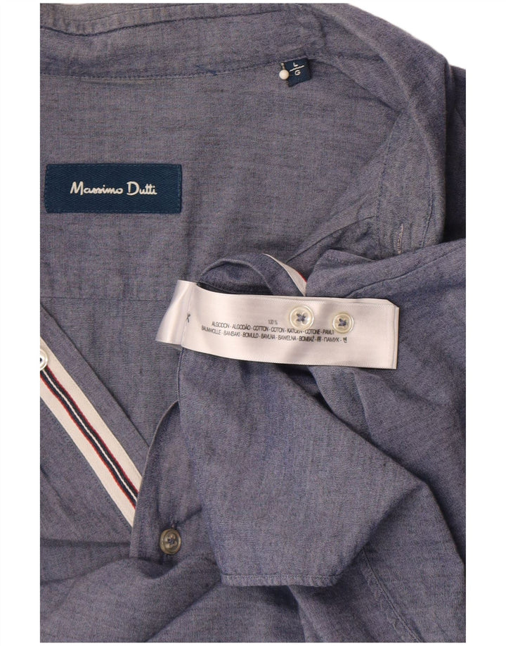 Camisa masculina Massimo Dutti grande algodão cinza