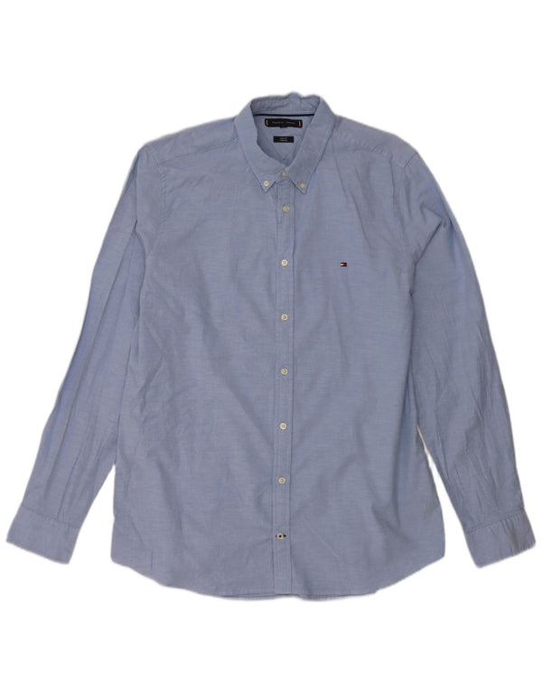 Tommy Hilfiger Mens Slim Fit Camisa XL Azul Algodão