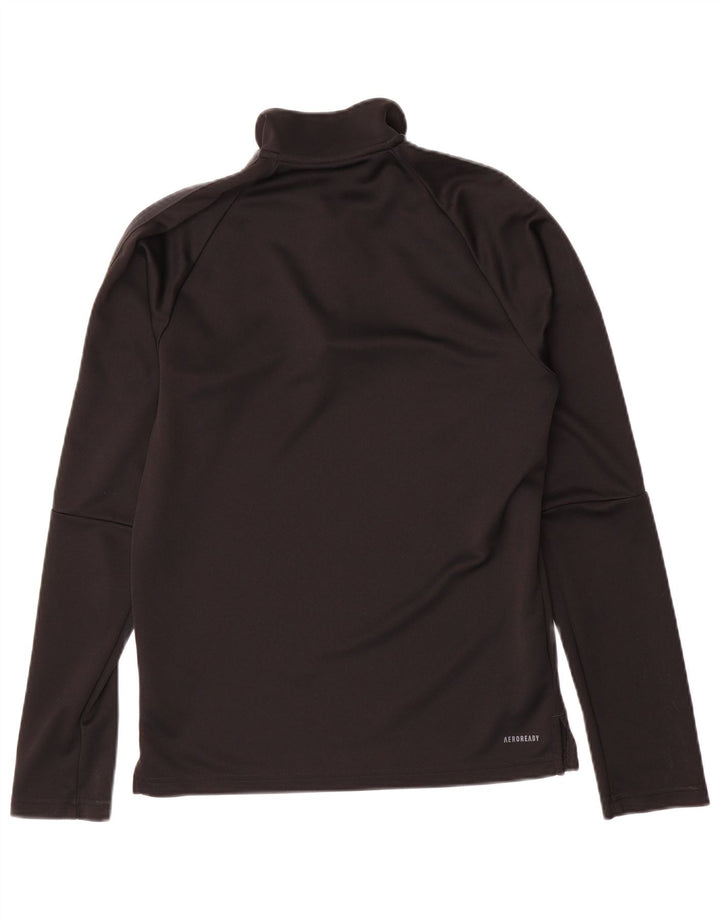 ADIDAS Mens Aeroready Zip Neck Pullover Treino Top Pequeno Preto