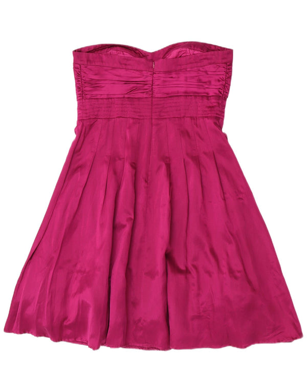 Vestido feminino sem alças Warehouse UK 16 grande seda roxa