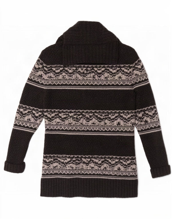 Suéter cardigã feminino Fat Face UK 12 cinza médio Fair Isle Lambswool