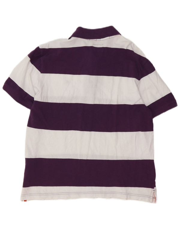 Camisa polo masculina Champion Heritage Fit Rugby XL de algodão listrado roxo