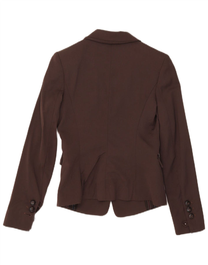 Jaqueta blazer feminina Pinko com 1 botão Reino Unido 8 pequena lã marrom