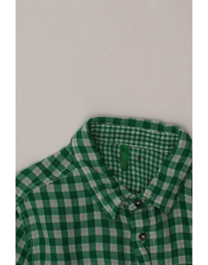 Camisa de manga curta masculina BENETTON 10-11 anos verde guingão
