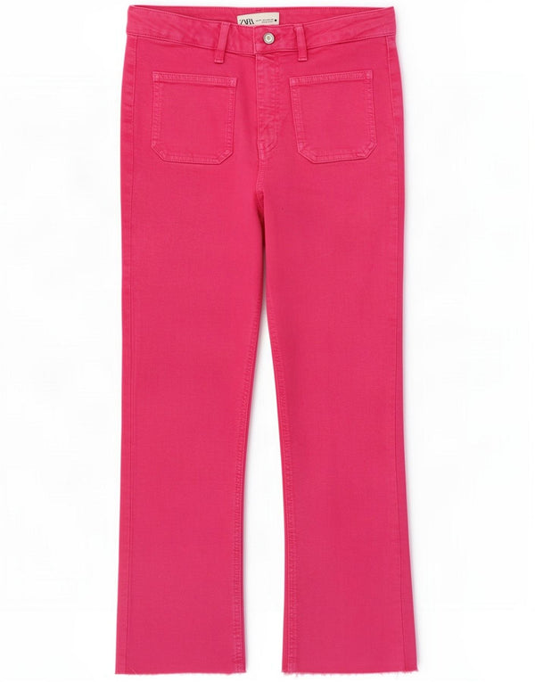 Zara Jeans retos femininos UE 38 Pequeno W28 L26 Algodão rosa