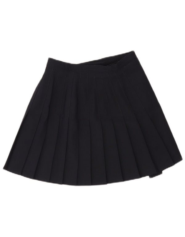 Mini saia plissada feminina vintage Reino Unido 10 pequena azul marinho