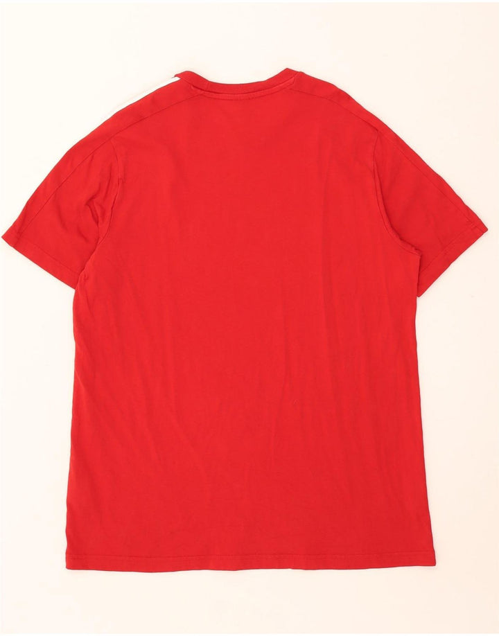ADIDAS Mens T-Shirt Top Grande Algodão Vermelho