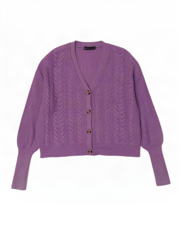 Suéter cardigã feminino Marks & Spencer UK 14 viscose roxa média