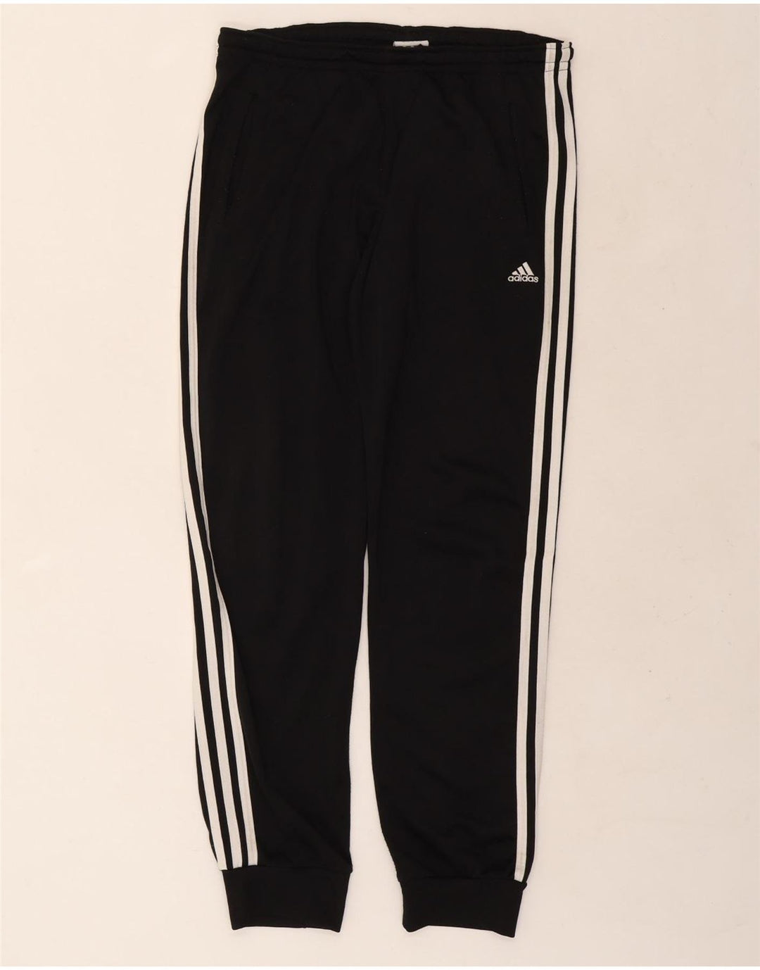 Calça de treino masculina Adidas Joggers UK 38/40 poliéster preto médio