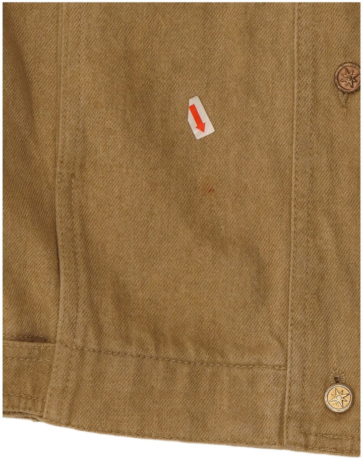 Jaqueta jeans superdimensionada feminina Marina Sport tamanho 19 algodão cáqui pequeno