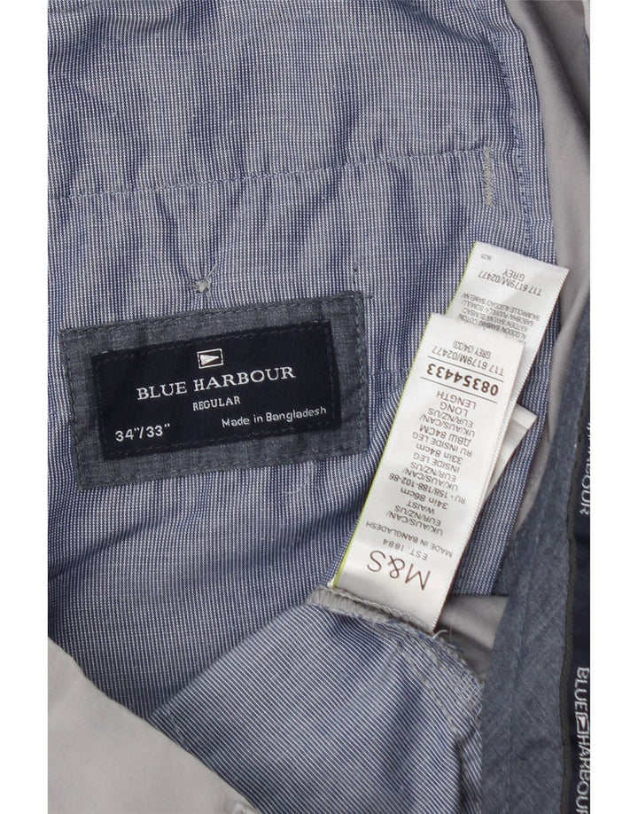 Calça chino masculina Marks & Spencer Blue Harbor Regular Fit W34 L33 cinza