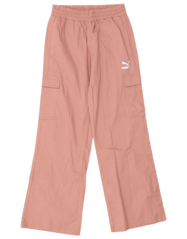 Calça cargo feminina Puma com perna larga, médio W30 L30 algodão rosa