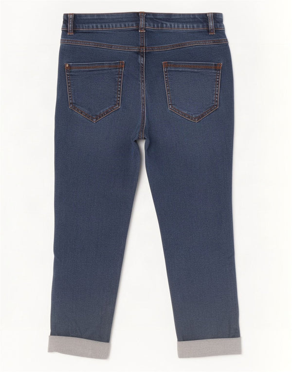 M&Co Jeans Capri Feminino Slim UK 10 Pequeno W28 L20 Azul Algodão