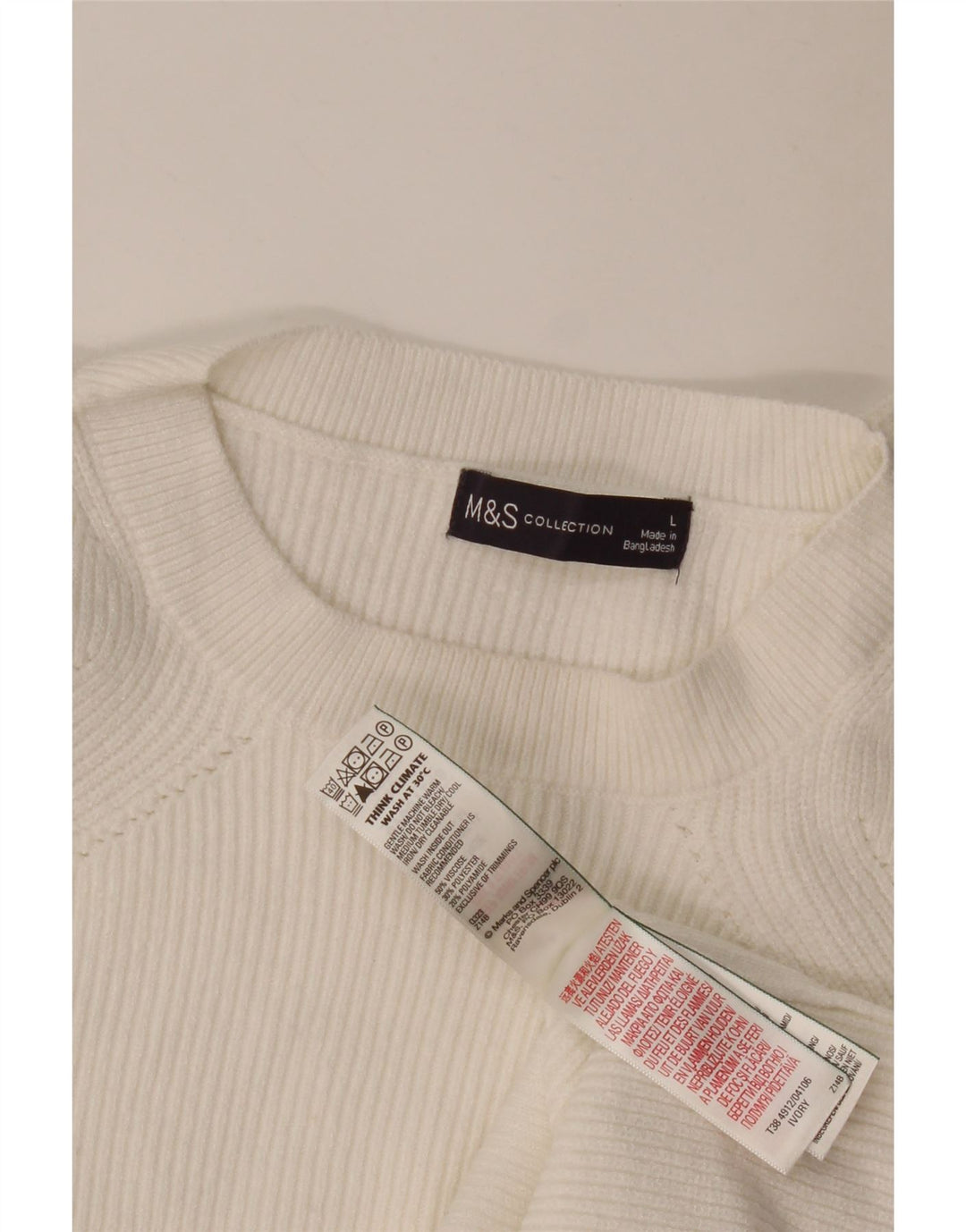 Suéter feminino Marks & Spencer com gola redonda Reino Unido 16 grande viscose branca