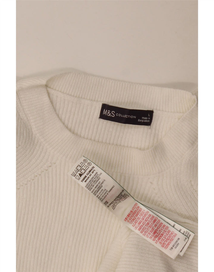 Suéter feminino Marks & Spencer com gola redonda Reino Unido 16 grande viscose branca