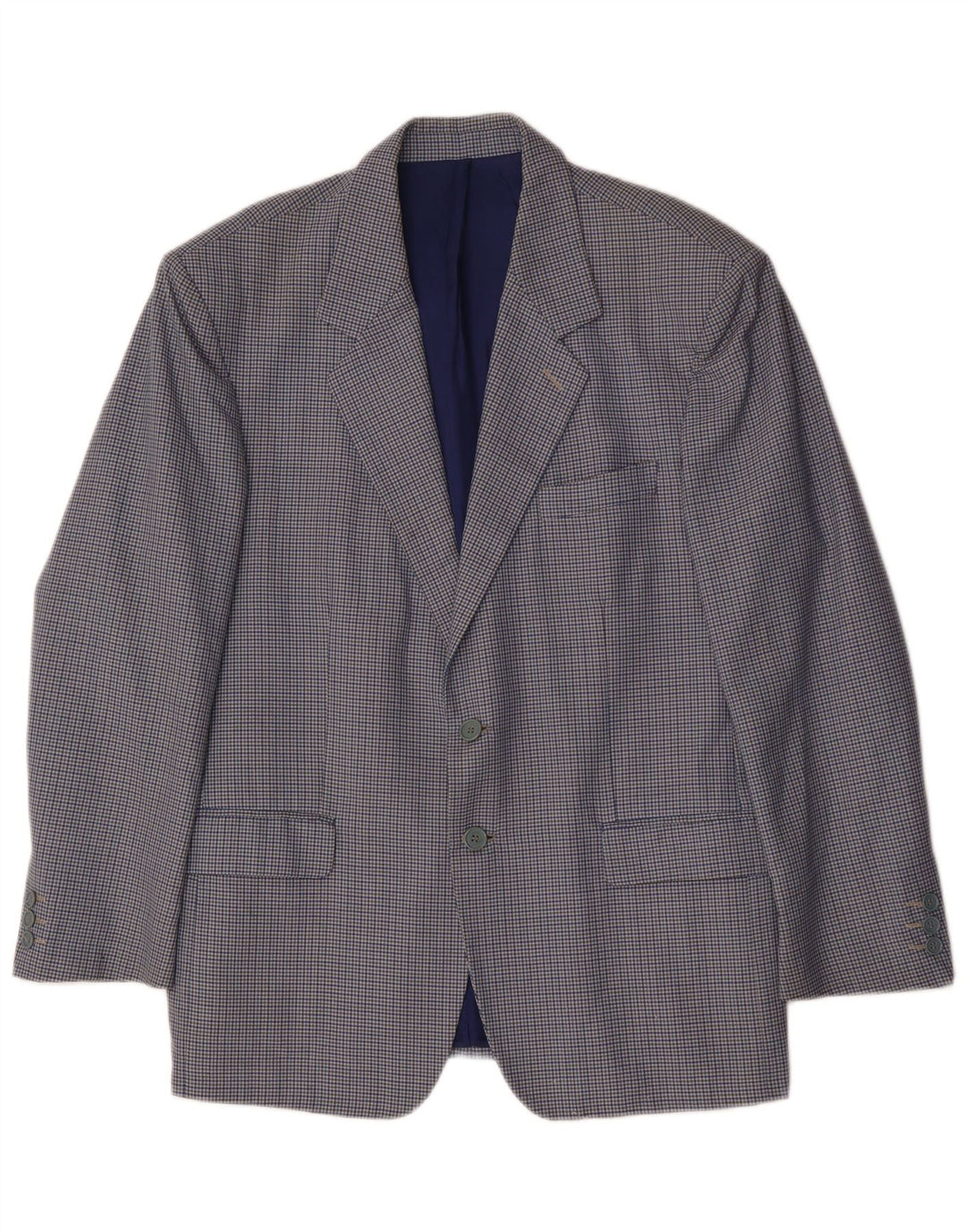 Jaqueta blazer masculina VINTAGE com 2 botões IT 50 grande lã xadrez azul
