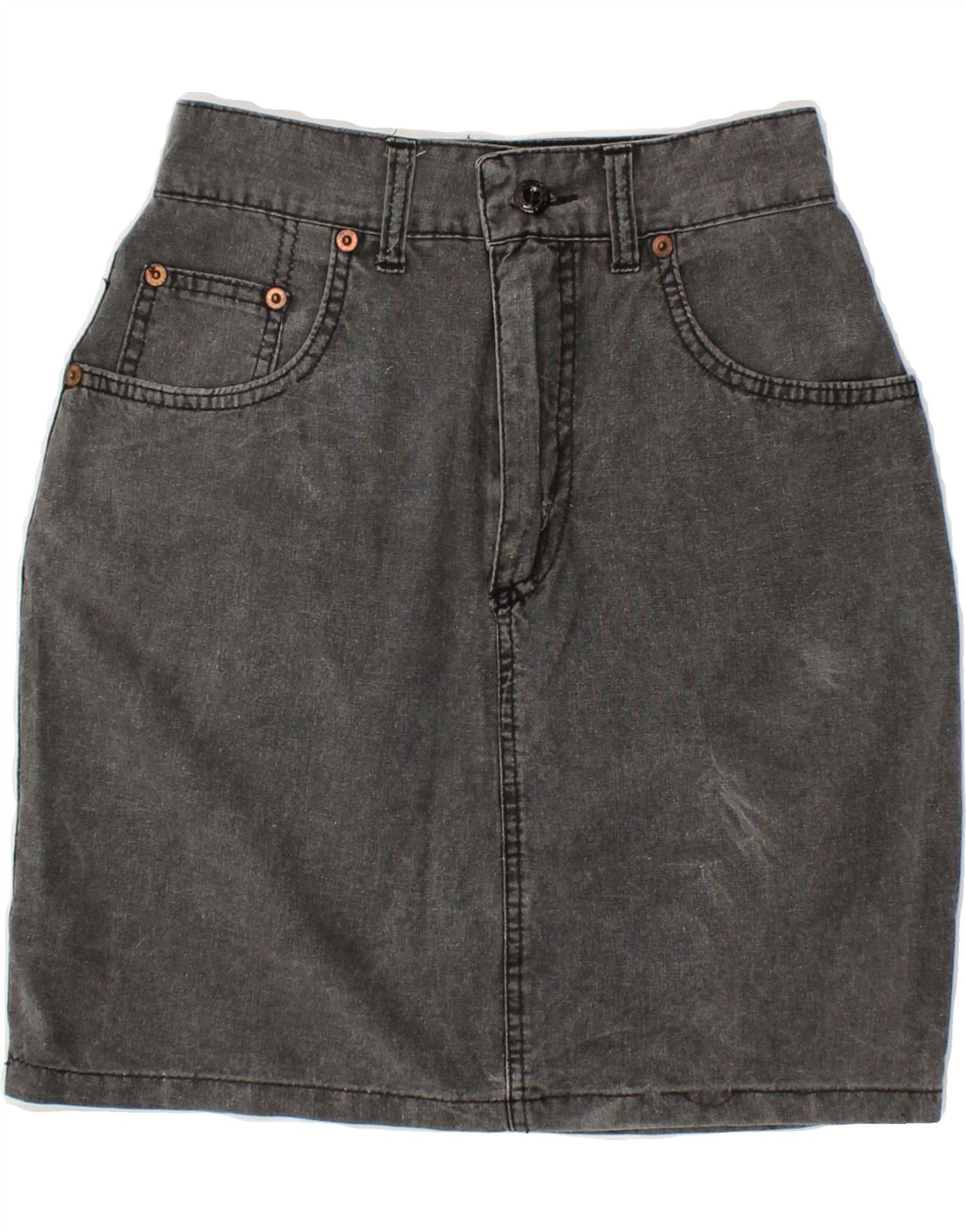 UNIFORM Womens Denim Skirt W24 XS Grey Vintage Uniform and Second-Hand Uniform from Messina Hembry 