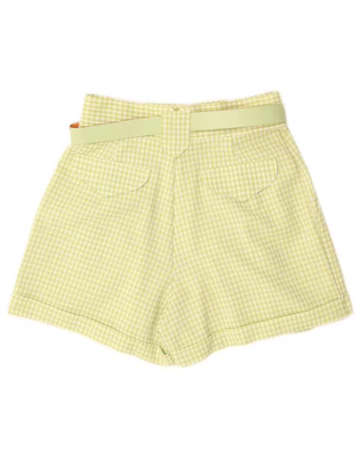 Shorts chino feminino de cintura alta PIMKIE IT 44 médio W26 verde guingão