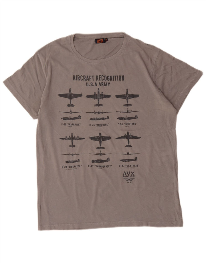 Camiseta gráfica masculina Avirex cinza médio