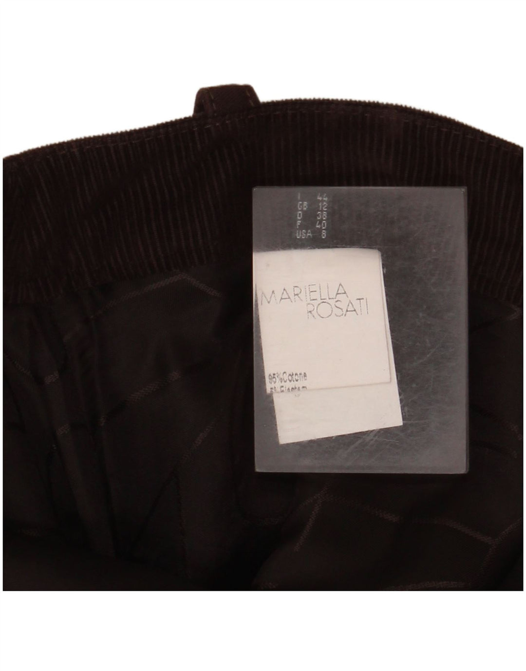 MARIELLA ROSATI Saia feminina maxi de veludo cotelê Reino Unido 12 médio W32 algodão marrom