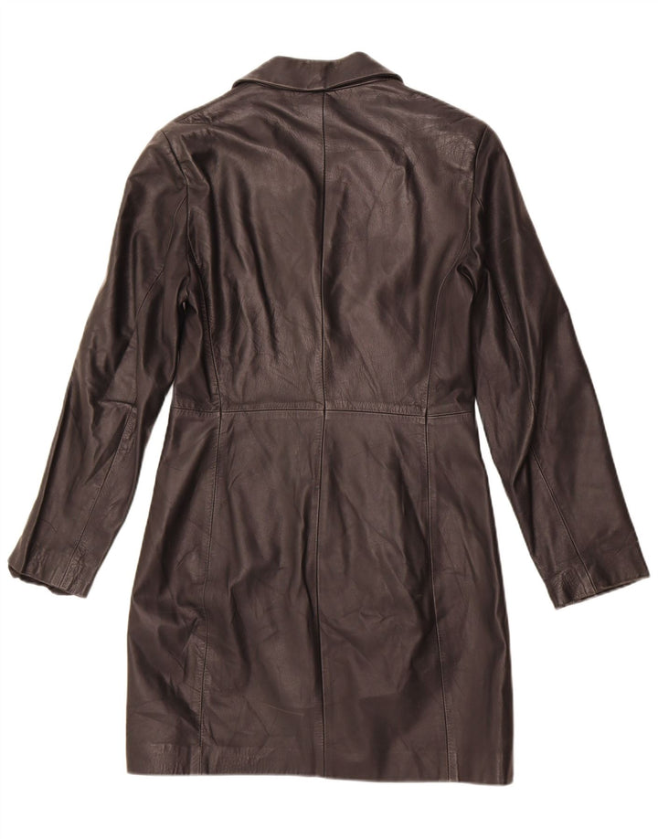 Casaco de couro feminino vintage IT 44 couro preto médio