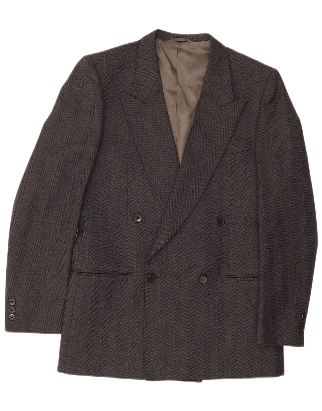 Jaqueta blazer masculina VENTANNI com peito duplo IT 46 pequena lã virgem cinza