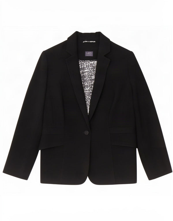 Jaqueta blazer feminina Marks & Spencer com 1 botão Reino Unido 20 2XL poliéster preto