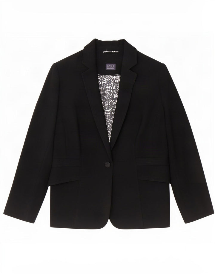 Jaqueta blazer feminina Marks & Spencer com 1 botão Reino Unido 20 2XL poliéster preto