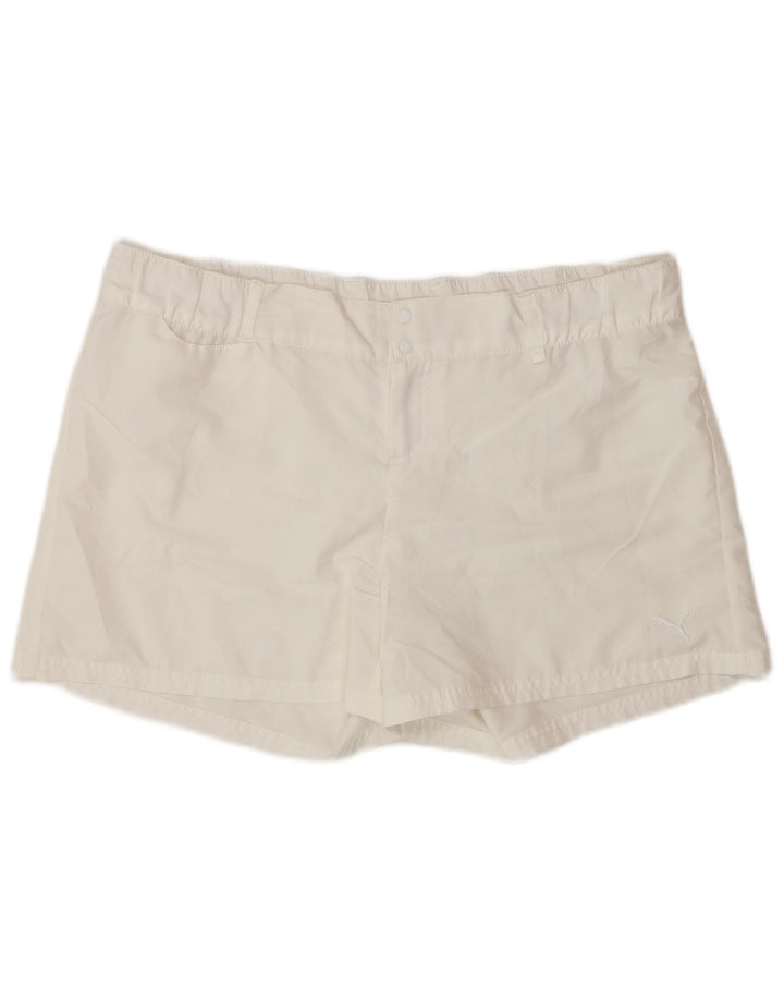 Shorts casuais femininos PUMA UK 16 grande W34 branco