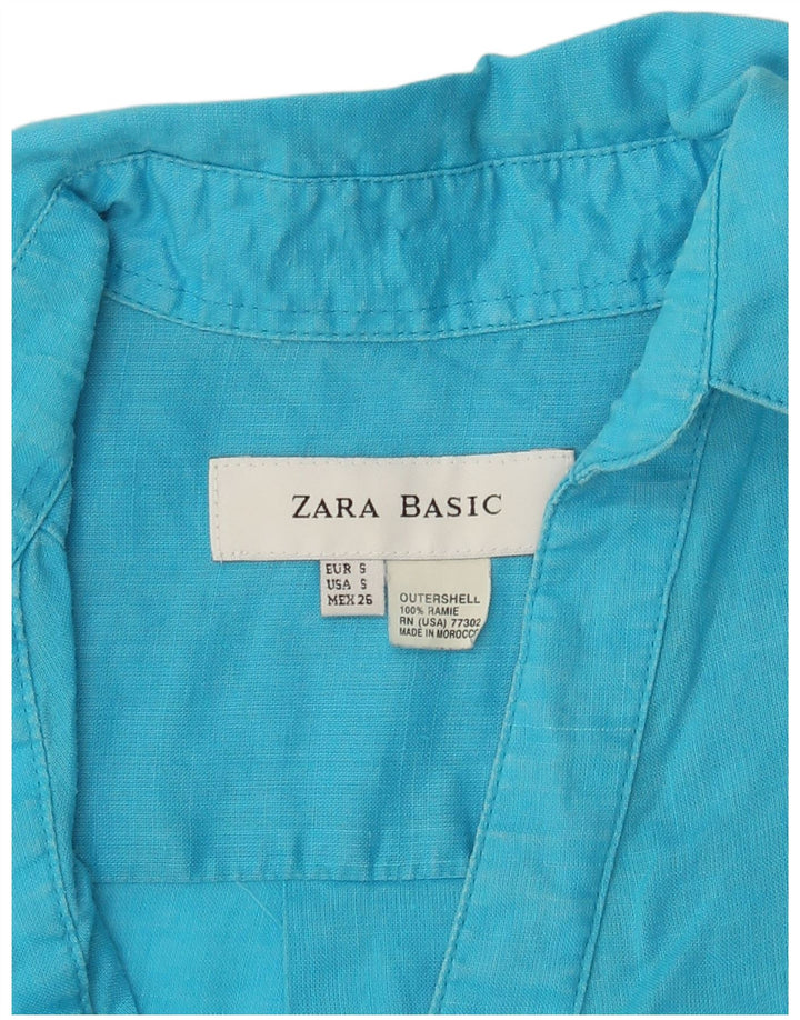 Pulôver feminino Zara vestido camisa Reino Unido 10 pequeno rami azul