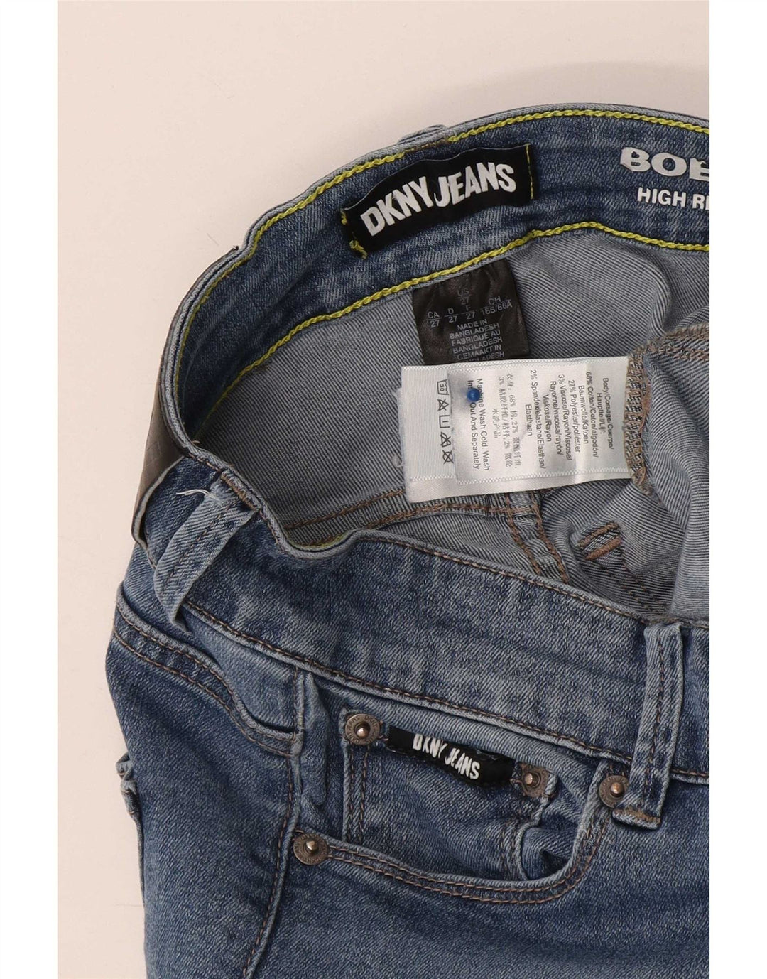 Dkny Calça jeans feminina larga W27 L31 algodão azul
